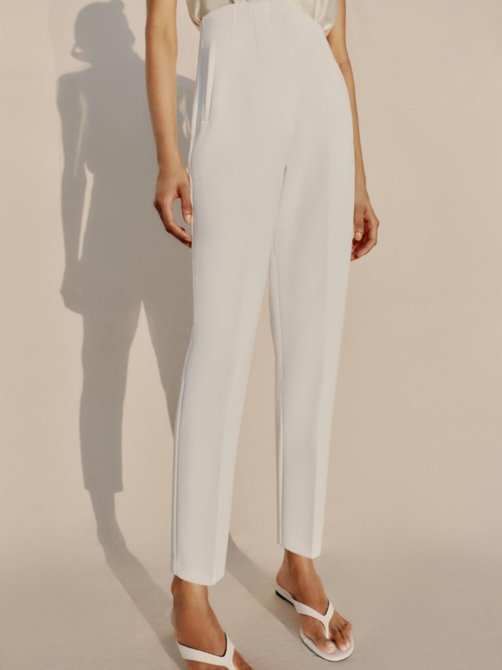 BLOGGER FAV ZARA WOMAN HIGH-WAISTED PANTS BUBBLE GUM 7901/232, CREAM, SIZE XS